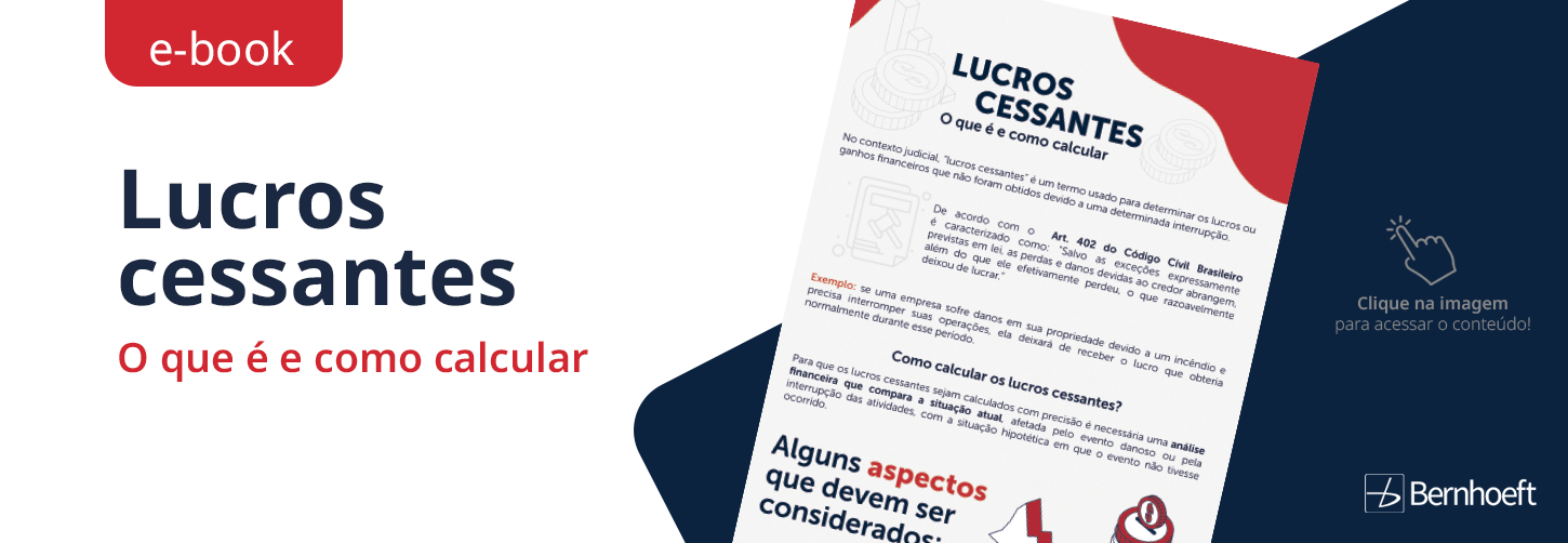 fundo branco, na direita imagem do infográfico, na esquerda a frase em azuk: lucros cessantes